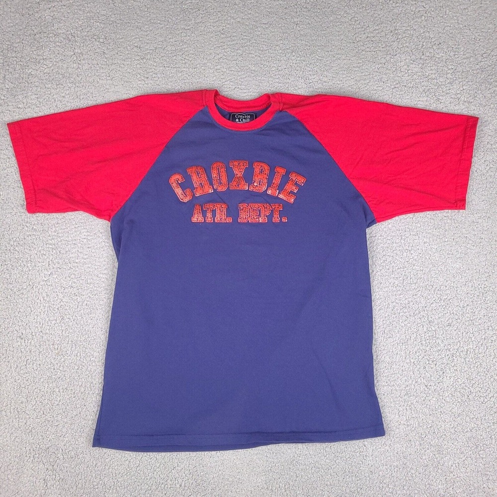Croxbie & Chill T-Shirt Mens XL Blue Red Raglan‎ Athletic Department